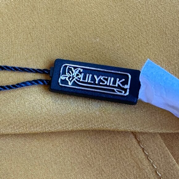 LILYSILK Silk Wrap Dress Sun Yellow Side Pockets Cap Sleeve Size M - Picture 9 of 15